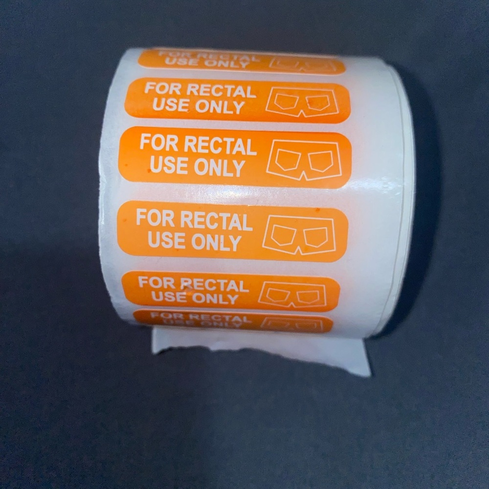 Orange Rectal Use Only Label Roll
